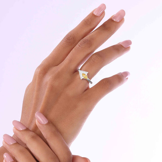 Bold Geometric Mother of Pearl Silver Ring,,hi-res image number null