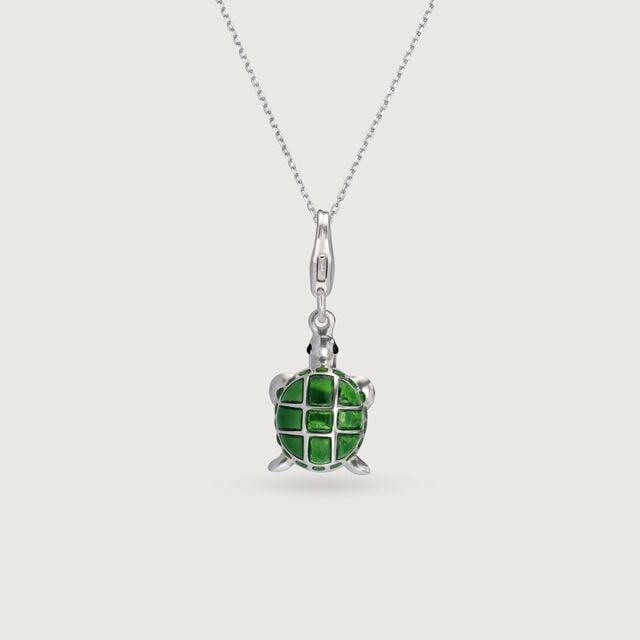 Emerald Oasis Turtle Silver Charm,,hi-res image number null