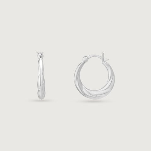 Twisted Beam Silver Hoop Earrings