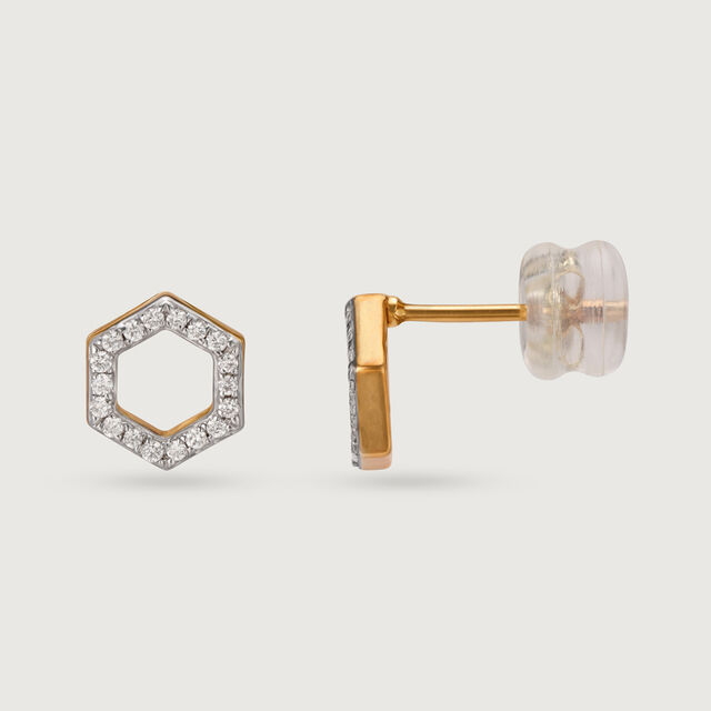 14KT White and Rose Gold Diamond Stud Earrings,,hi-res image number null