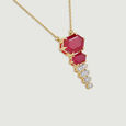 Dramatic Red Lariat Gold Necklace,,hi-res view 3