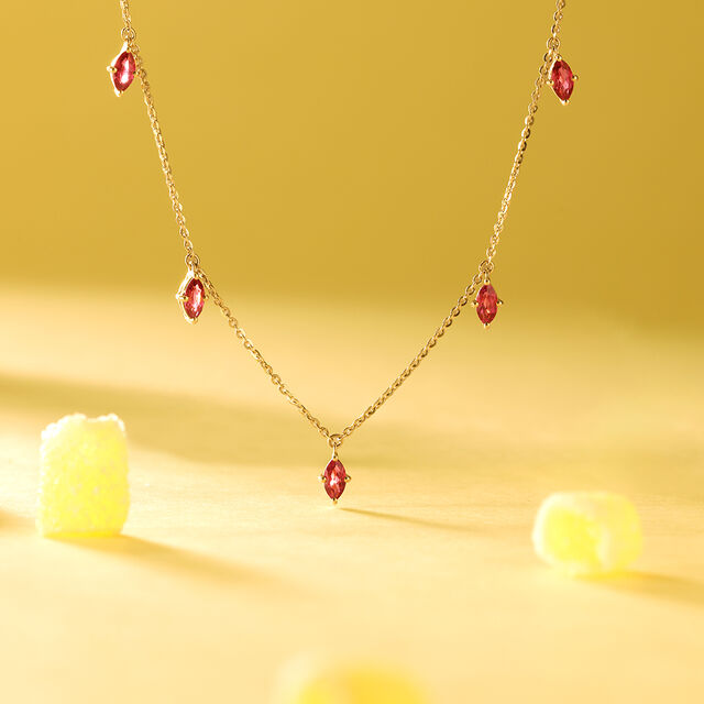 Flowing Graceful Pink Garnet Gold Necklace,,hi-res image number null