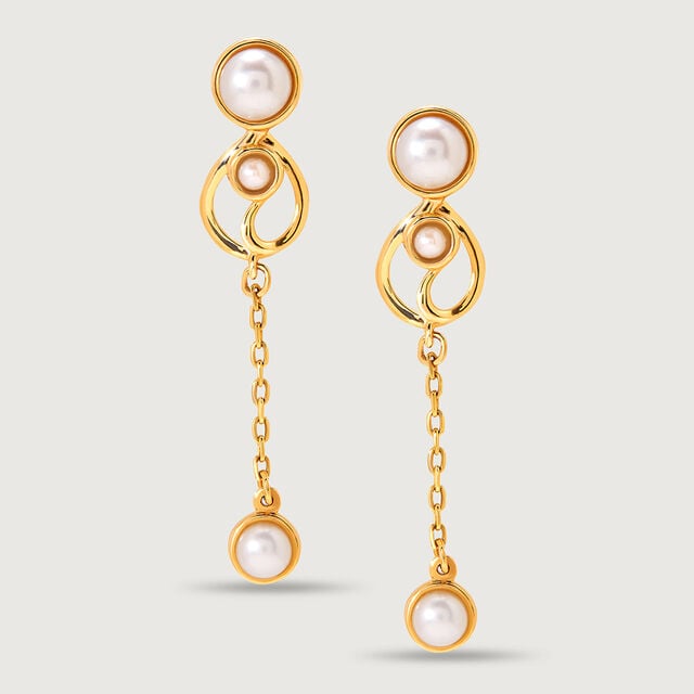 Swirling Pearls 14KT Drop Earrings,,hi-res image number null