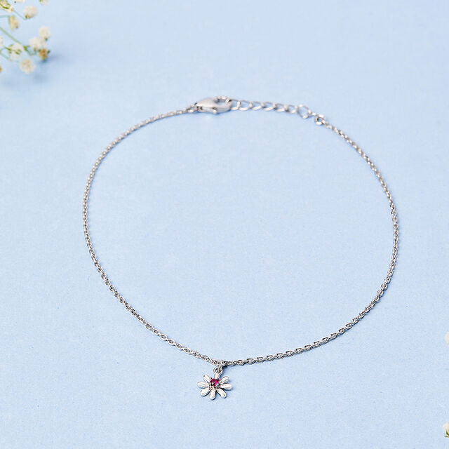 Petite Daisy Single Silver Anklet,,hi-res image number null