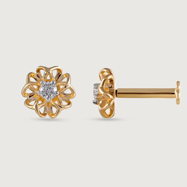 Crochet Charm Gold and Diamond Nose Pin,,hi-res image number null
