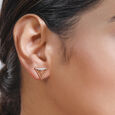 14 KT Yellow Gold Simple Triangle Diamond Stud Earrings,,hi-res view 3