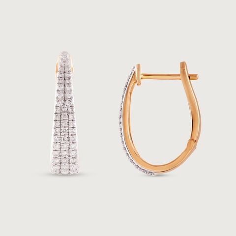Modern Twist Gold & Diamond Hoop Earrings