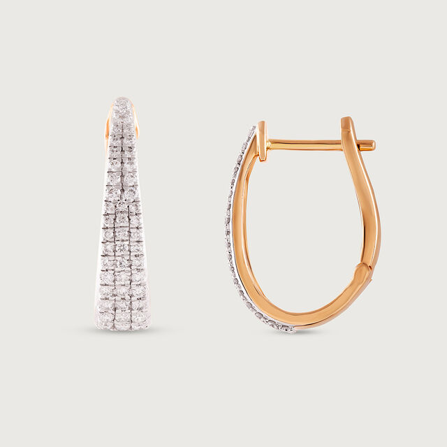 Modern Twist Gold & Diamond Hoop Earrings,,hi-res image number null