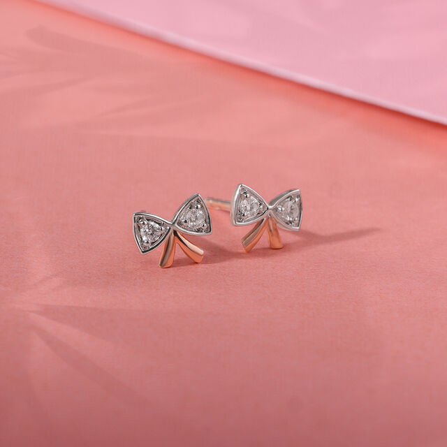 14KT Rose Gold Opulent Floral Twist Diamond Stud Earring,,hi-res image number null