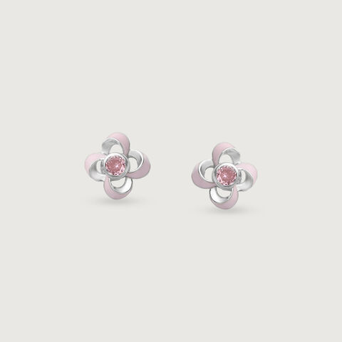 Blush Bloom Silver Stud Earrings