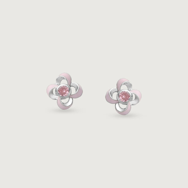 Blush Bloom Silver Stud Earrings,,hi-res image number null