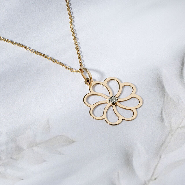 Romantic Shimmer Gold & Diamond Pendant,,hi-res image number null