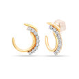 14 KT Yellow and White Gold Gleaming Stud Earrings,,hi-res view 2