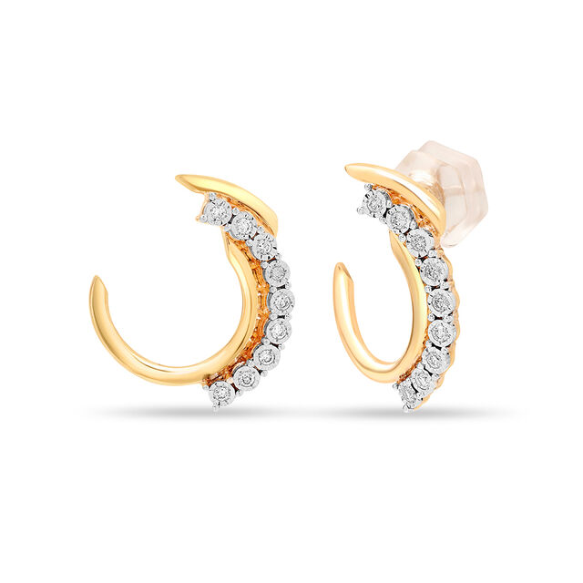 14 KT Yellow and White Gold Gleaming Stud Earrings,,hi-res view 2