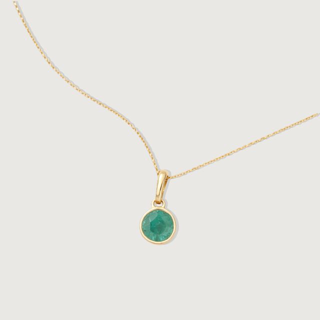 Sleek Contemporary Emerald Gold Pendant,,hi-res image number null