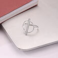 Structured Geometric Silver Ring,,hi-res view 1
