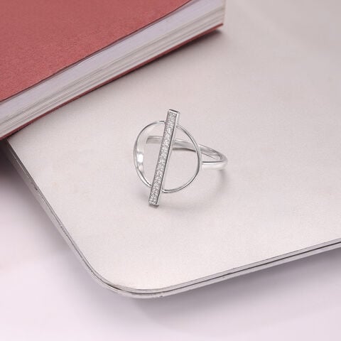 Structured Geometric Silver Ring