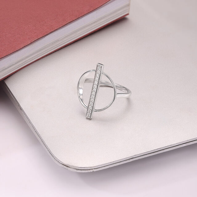 Structured Geometric Silver Ring,,hi-res image number null