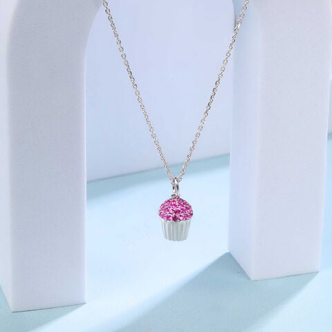 Bubbly Cupcake Silver Necklace