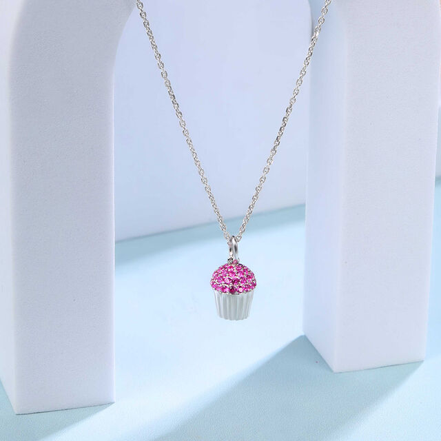 Bubbly Cupcake Silver Necklace,,hi-res image number null