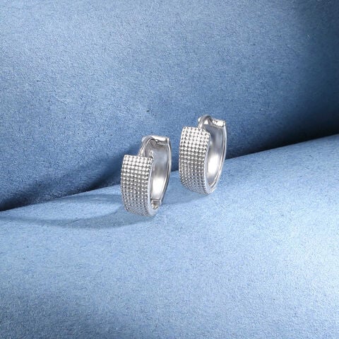 Grid Glow Silver Hoop Earrings