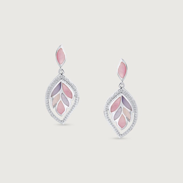 Mother of Pearl Pastel Silver Drop Earrings,,hi-res image number null