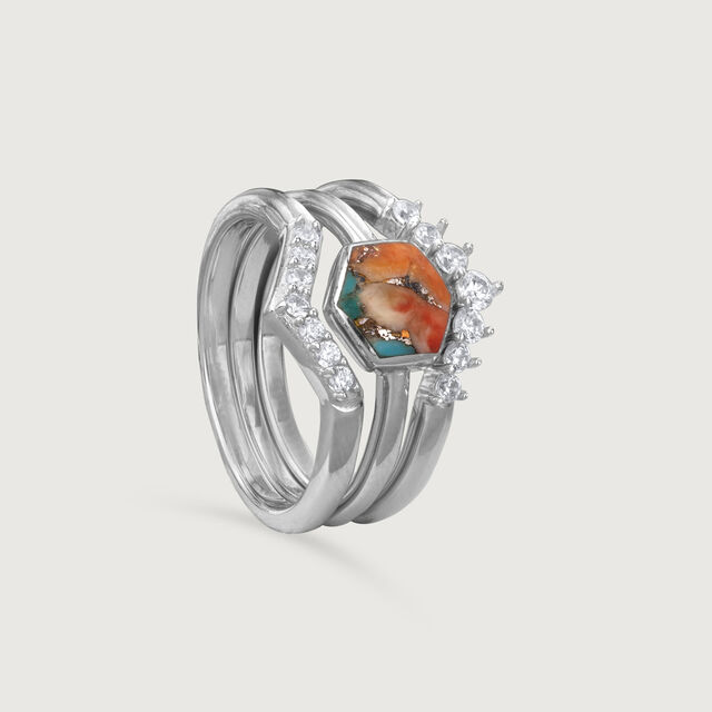 Mystic Trio Stackable Silver Ring,,hi-res image number null