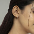 Edgy Luxe Gold & Diamond Hoop Earrings,,hi-res view 2