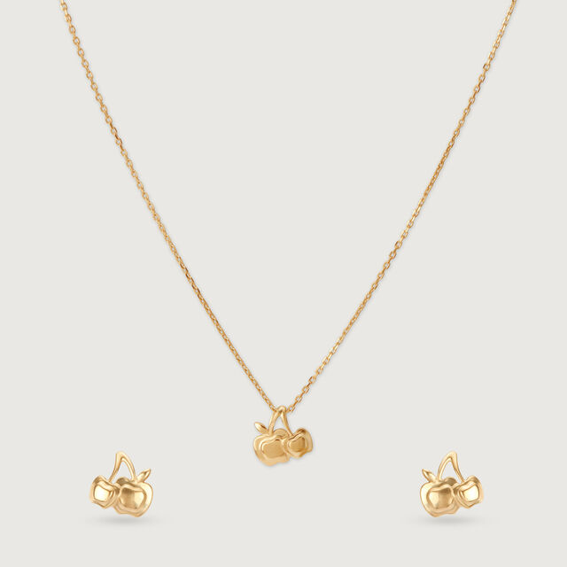 Apple Charm 14Kt Gold Necklace Set,,hi-res image number null