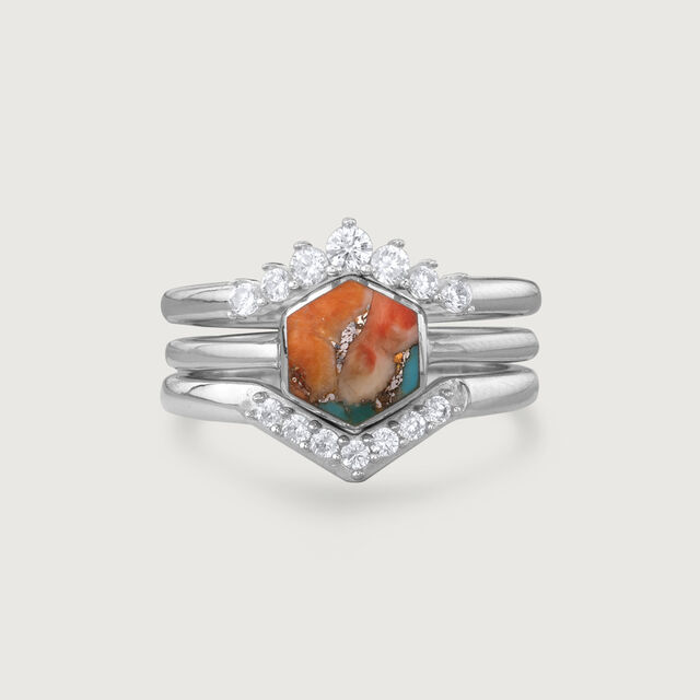 Mystic Trio Stackable Silver Ring,,hi-res image number null