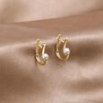 Mystic Arc Pearl Hoop Earrings,,hi-res view 1