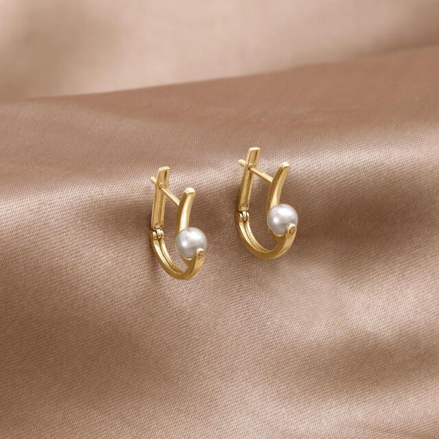 Mystic Arc Pearl Hoop Earrings,,hi-res image number null