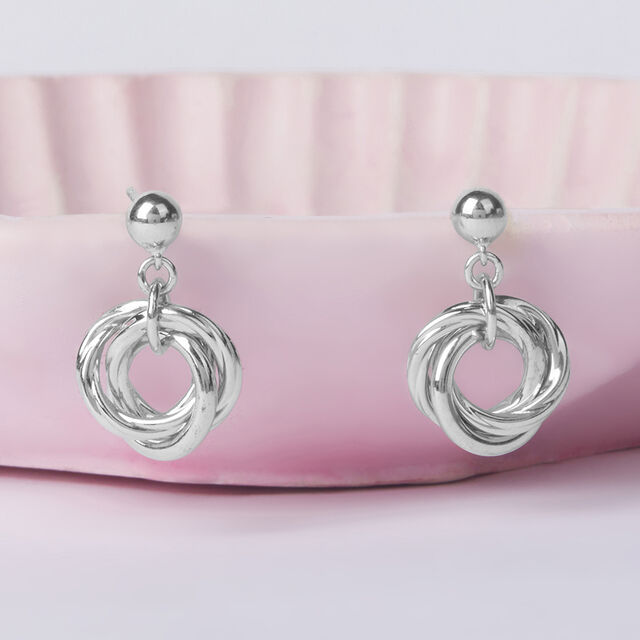 Twisted Loop Silver Drop Earrings,,hi-res image number null