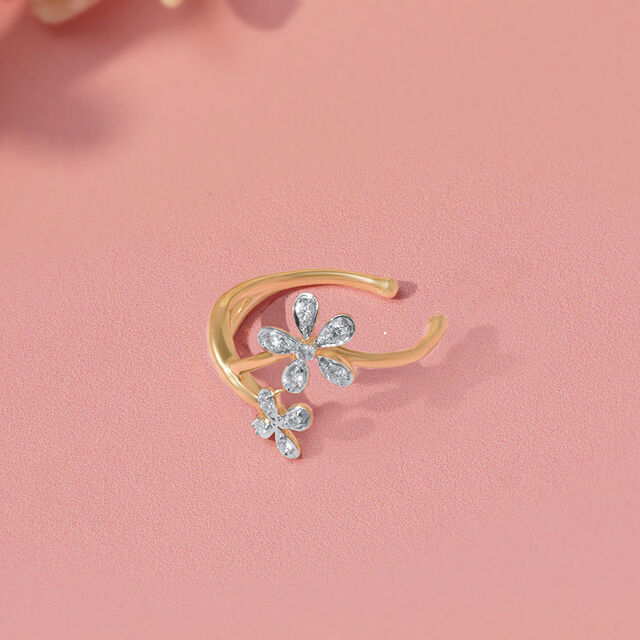 Daisy Charm Diamond Earcuff,,hi-res image number null