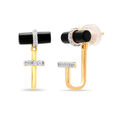 18 KT Yellow Gold Abstract Glam Diamond and Onyx Drop Earrings,,hi-res view 2