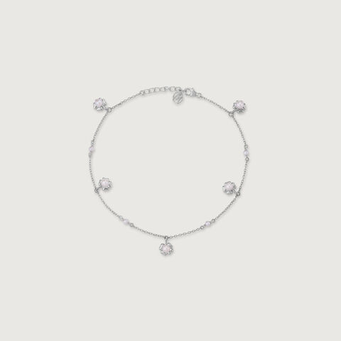 Flirty Bloom Silver Anklet