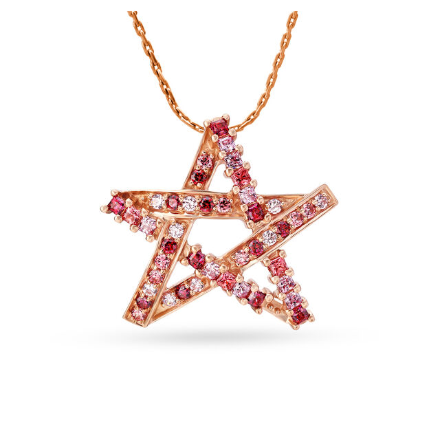 14KT Rose Gold Star Pendant,,hi-res view 1
