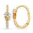 Delightful 18 Karat Yellow Gold And Diamond Floral Hoops,,hi-res view 3