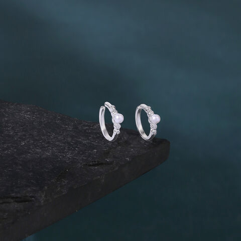 Twinkle Dot Silver Hoop Earrings