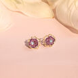 Floral Finesse Amethyst & Diamond Stud Earrings,,hi-res view 2
