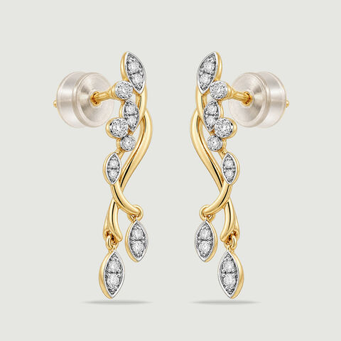 Serene Floating Diya Diamond Drop Earrings