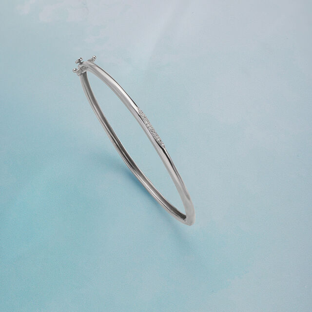 Sleek Curve Silver Bangle,,hi-res image number null