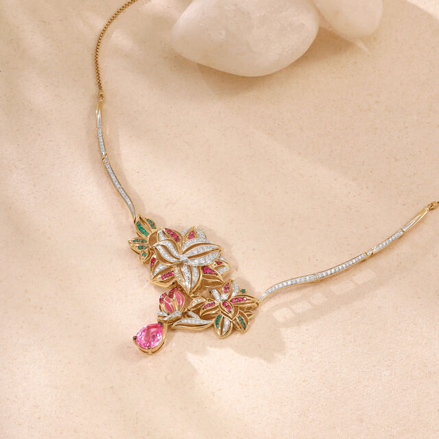 Vibrant Blossom Diamond Necklace,,hi-res image number null