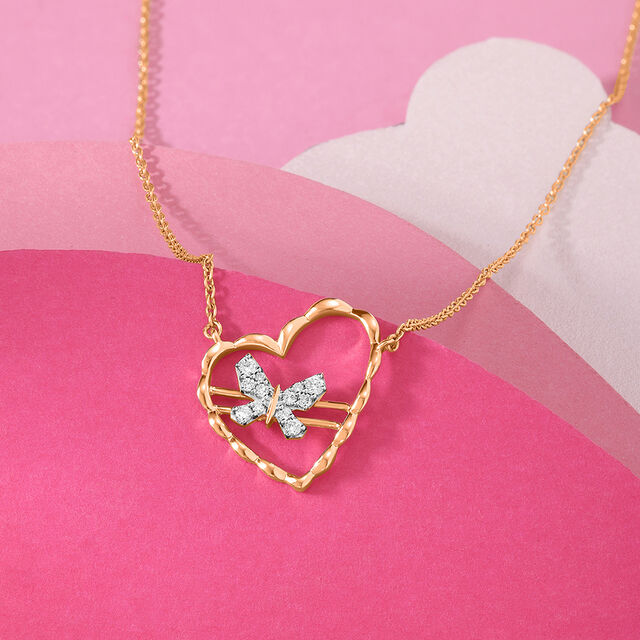 Winged Melody 14KT Gold  & Diamond Pendant with Chain,,hi-res image number null