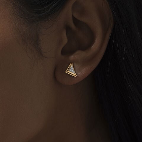 Geometric Poise Diamond Stud Earrings