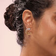 Dreamy Swirls 14 Kt Gold & Diamond Hoop Earrings,,hi-res view 2