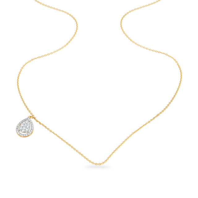14kt Yellow Gold Drop Of Light Diamond Pendant With Chain,,hi-res image number null