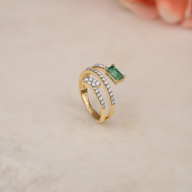 Verdant Vision 14KT Emerald & Diamond Ring,,hi-res image number null