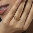 Disco Lattice Gold Finger Ring,,hi-res view 2