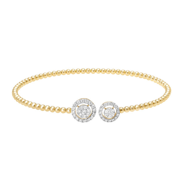 14KT Yellow Charming Geometric Gold Diamond Bangle,,hi-res image number null